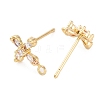 Cross Brass Micro Pave Cubic Zirconia Stud Earrings Finding KK-Z084-02G-2