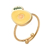 Adjustable 304 Stainless Steel Enamel Cuff Rings for Women RJEW-B152-01G-03-5