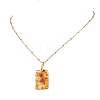 Natural Amber Rectangle Pendant 304 Stainless Steel Cable Chain Necklaces NJEW-JN05981-02-2