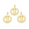 Rack Plating Brass Micro Pave Clear Cubic Zirconia Pendants KK-C011-38G-3