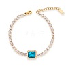 Elegant European Stainless Steel Pave Blue Cubic Zirconia Link Bracelets for Women PD8073-4-1