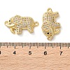 Rack Plating Brass Micro Pave Clear Cubic Zirconia Elephant Connector Charms KK-C084-30G-01-3