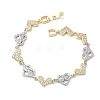 Heart Micro Pave Clear Cubic Zirconia Link Chain Bracelets for Women BJEW-C156-08A-GP-4