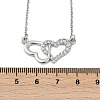 Brass Micro Pave Clear Cubic Zirconia Double Heart Pendant Necklaces NJEW-K280-05P-3