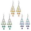 Rhombus Glass Beads Dangle Earrings EJEW-TA00790-2