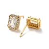 Clear Cubic Zirconia Rectangle Stud Earrings EJEW-K093-20G-2