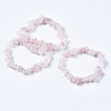 Unisex Chip Natural Rose Quartz Beaded Stretch Bracelets BJEW-S143-09-7