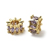 Brass Micro Pave Cubic Zirconia European Beads KK-B142-13B-02G-2