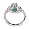 Oval Natural Amazonite Adjustable Rings RJEW-Q819-01P-01-4