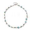 Synthetic Turquoise Chip & Natural Trumpet Shell Necklaces NJEW-JN04767-3