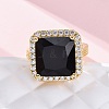 Brass Micro Pave Clear Cubic Zirconia Cuff Rings for Women RJEW-A062-04G-4