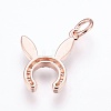 Brass Cubic Zirconia Bunny Pendants ZIRC-G144-07RG-02-2