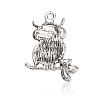 Antique Silver Tone Alloy Rhinestone Bird Pendants RB-J246-07AS-2