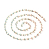 1 Strand Handmade Resin Stripe Pattern Round Beads Link Chains AJEW-SZ0002-01A-1