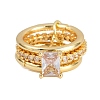 Brass Micro Pave Cubic Zirconia Plain Band Finger Rings for Women RJEW-P160-01E-G-4