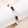 Natural Larvikite & Lava Rock Cultured Freshwater Pearl Beads Stretch Bracelets for Women BJEW-JB14084-2
