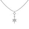 Rhodium Plated 925 Sterling Silver Pave Clear Cubic Zirconia Cable Chain Star of David Pendant Necklaces NJEW-Q342-03P-1