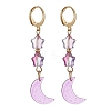 Moon & Star Glass Dangle Leverback Earrings with 304 Stainless Steel Pins EJEW-JE05605-03-1