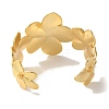 Rack Plating Brass Flower Open Cuff Bangles BJEW-B098-02G-3