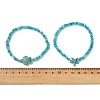 2Pcs 2 Styles Synthetic Turquoise & Dyed Natural Malaysia Jade Rondelle Beads Beads Stretch Bracelets for Women BJEW-JB13599-02-2