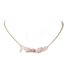 Natural Mixed Gemstone Chip and Round Beaded Pendant 304 Stainless Steel Cable Chain Necklaces for Women NJEW-JN05741-3