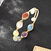 Round Mixed Gemstone Braided Bangle with Natural Pearl BJEW-JB08000-5