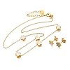 Flower 304 Stainless Steel Shell Necklaces & Stud Earring Set for Women SJEW-C007-05G-4