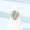 304 Stainless Steel with Glass Cat Eye Cuff Rings for Women RJEW-K309-40D-3