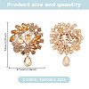 2Pcs 2 Colors Flower with Teardrop Zinc Alloy Rhinestone Brooch JEWB-GO0001-14-2