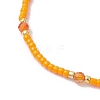 Natural Carnelian & Seed Glass Beaded Braided Bead Bracelets BJEW-JB12605-03-3