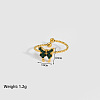 Butterfly Brass Cubic Zirconia Cuff Rings for Women QD0510-6-2