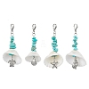 4Pcs 4 Styles Sea Animal Alloy & Natural Shell Pendant Decorations HJEW-JM02014-1