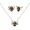 Brass Bee Stud Earrings and Pendant Necklace JX122A-1