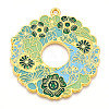 Rack Plating Alloy Enamel Big Pendants ENAM-N056-394E-G-1