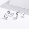 Rhodium Plated 925 Sterling Silver Bunny Stud Earrings EJEW-FF0009-08P-4