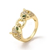 Green Cubic Zirconia Leopard Finger Ring RJEW-I092-08G-1