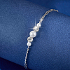 Rhodium Plated 925 Sterling Silver Imitation Pearl Beads Link Bracelets ZE3556-2