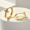 Brass Clear Cubic Zirconia Hoop Earrings EJEW-M047-04G-1