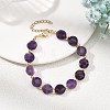 Natural Amethyst & Brass Spacer Beads Beaded Bracelets for Women BJEW-JB14112-02-2