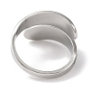 304 Stainless Steel Open Cuff Ring for Women RJEW-F166-14P-02-3