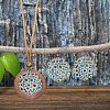 Alloy Enamel & Wood Pendant Necklaces & Dangle Earring Sets WG2B6E1-02-2