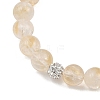 Natural Citrine Round Beads Stretch Bracelets BJEW-JB12388-3