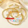 Bohemian Alphabet Brass Bead Shell Heart Bracelet 5-Piece Handmade Jewelry Sets JU6945-2