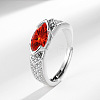 Horse Eye Brass Micro Pave Cubic Zirconia Finger Rings FS-WG116FD-04-1