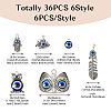 36Pcs 6 Style Evil Eye Alloy Enamel Pendants ENAM-TA0001-32-4