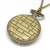 Alloy Flat Round Pendant Necklace Pocket Watch WACH-N012-07-3