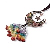 Natural Tourmaline Moon with Mixed Gemstone Chips Tassel Pendant Decorations G-L524-07R-A07-3