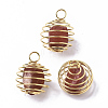 Iron Wrap-around Spiral Bead Cage Pendants IFIN-R239-11G-1