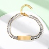 304 Stainless Steel Glass Link Chain Bracelets BJEW-G753-03G-01-2