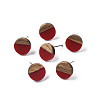 Opaque Resin & Walnut Wood Stud Earrings EJEW-N017-008-B02-1
